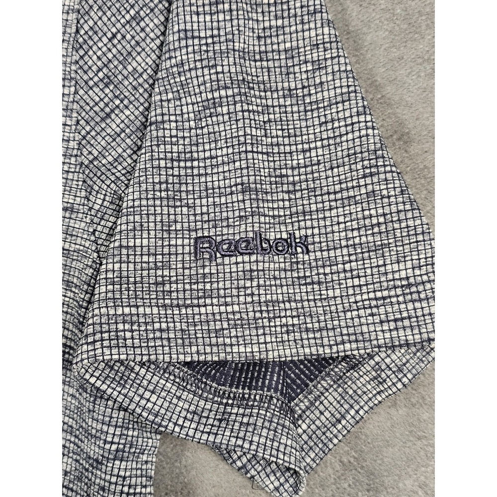 Reebok Golf Mens 2XL Performance Polo Shirt Navy Gray Micro Check Polyester - Picture 4 of 10